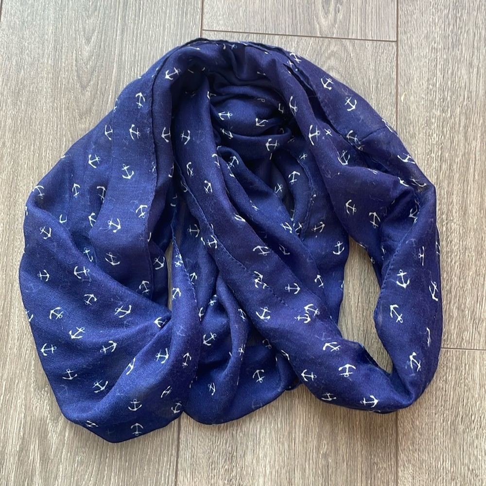 Nautical Navy Blue Anchor Scarf